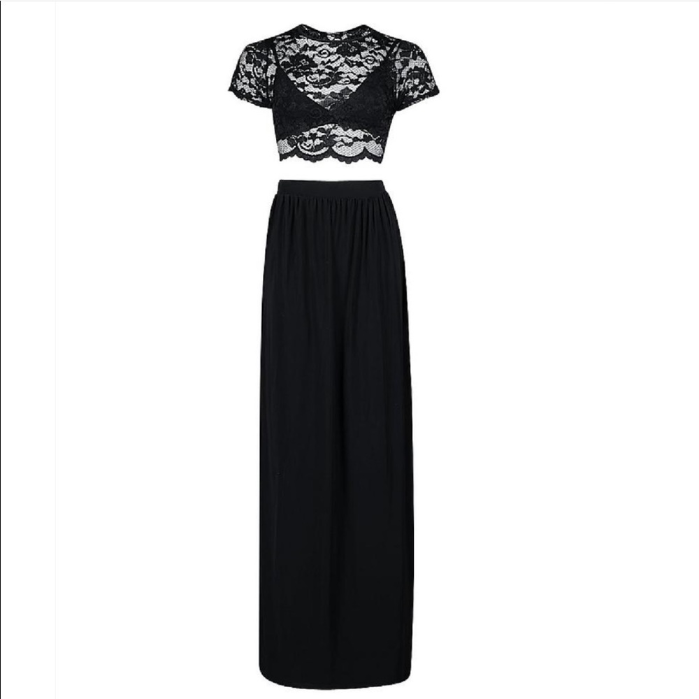 Black Lace Crop top Bralet And Maxi Skirt - Picture 6 of 6